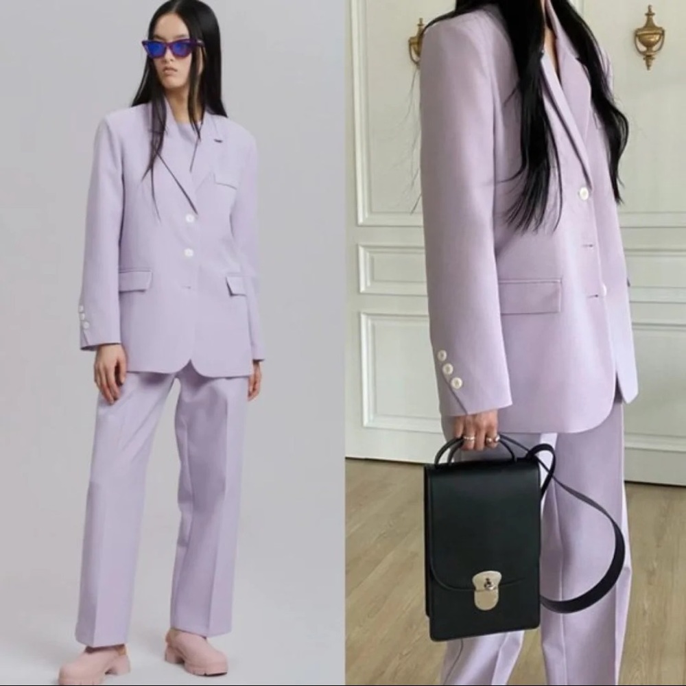 The Frankie Shop Laura Blazer and Suit Pants Set Lilac